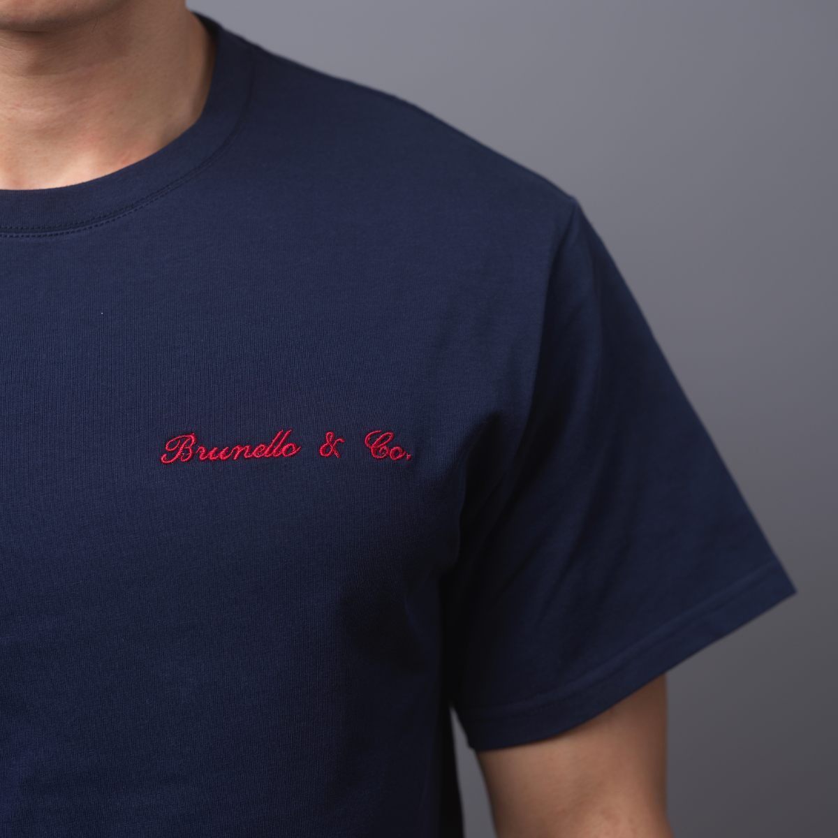 [Pre-Order] Personalized Navy Cotton T-Shirt with Wine-Themed Embroidery Design