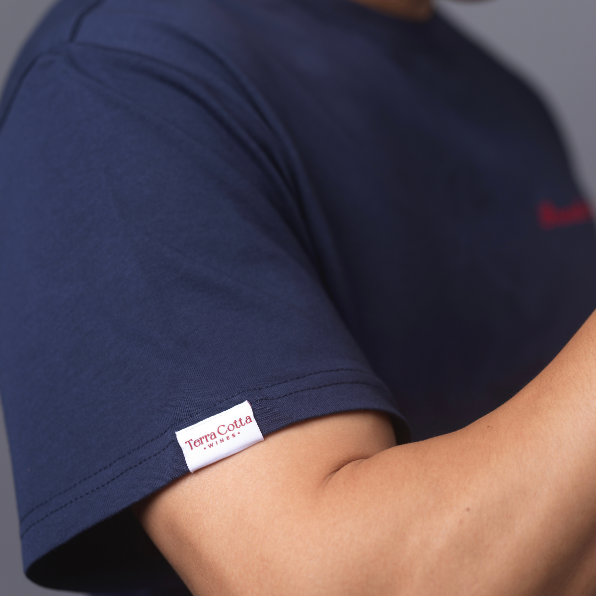 [Pre-Order] Personalized Navy Cotton T-Shirt with Wine-Themed Embroidery Design