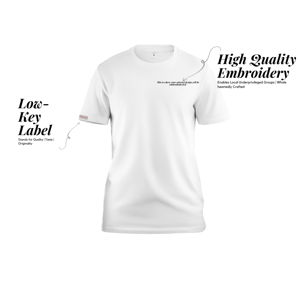 [Pre-Order] Personalized White Cotton T-Shirt with Wine-Themed Embroidery Design